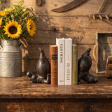 Hippo Bookends Set of 2, Quirky Resin Animal Sculpture Book Holders, Dark Bronze Matte Finish, Heavyweight Shelf Decor for Home Office, Living Room & Bookshelf