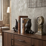 Hippo Bookends Set of 2, Quirky Resin Animal Sculpture Book Holders, Dark Bronze Matte Finish, Heavyweight Shelf Decor for Home Office, Living Room & Bookshelf