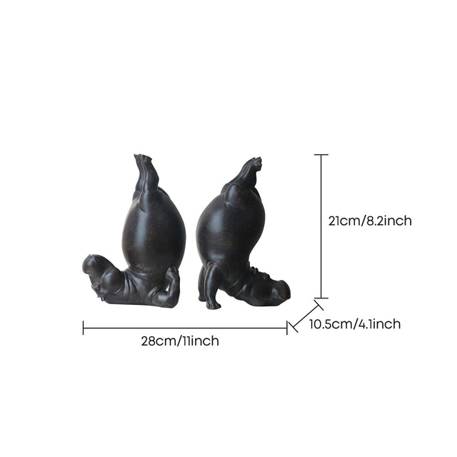 Hippo Bookends Set of 2, Quirky Resin Animal Sculpture Book Holders, Dark Bronze Matte Finish, Heavyweight Shelf Decor for Home Office, Living Room & Bookshelf