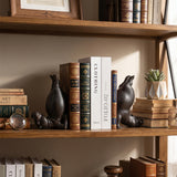 Hippo Bookends Set of 2, Quirky Resin Animal Sculpture Book Holders, Dark Bronze Matte Finish, Heavyweight Shelf Decor for Home Office, Living Room & Bookshelf