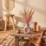 Hollow ear vase in boho living corner