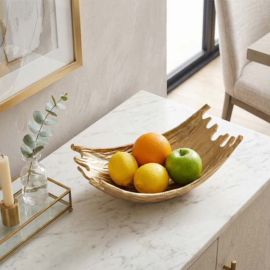 Irregular edge fruit platter onmarble kitchen island