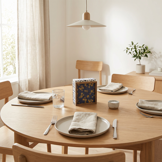 Japandi Napkin Holder On Round Table