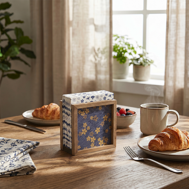 Japandi Napkin Holder With Breakfast