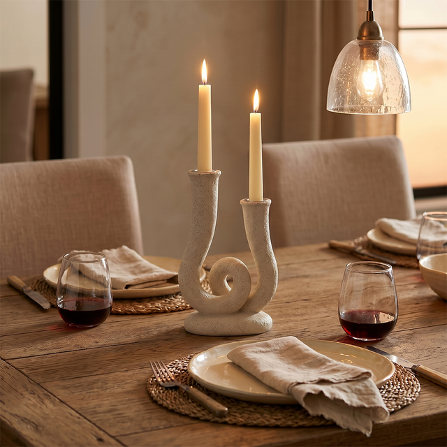 Knot Candle Holder On Dining Table