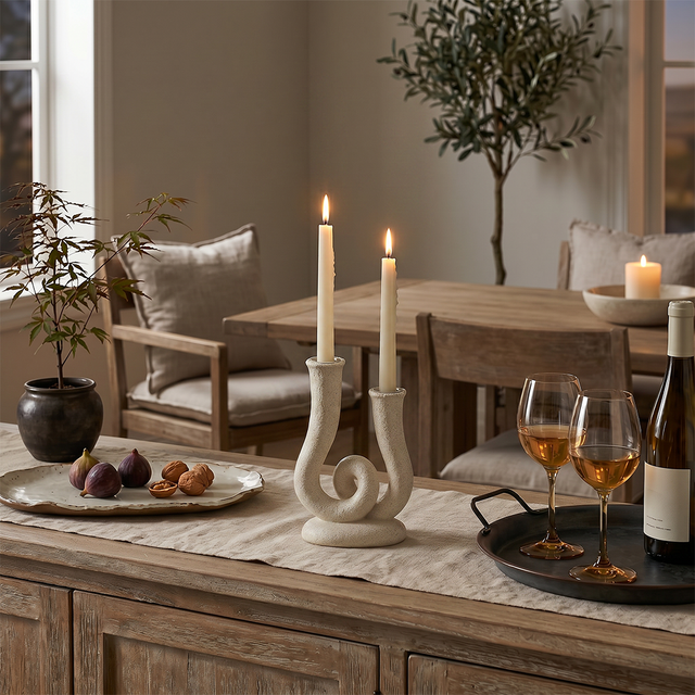 Knot Candle Holder On Wooden Table