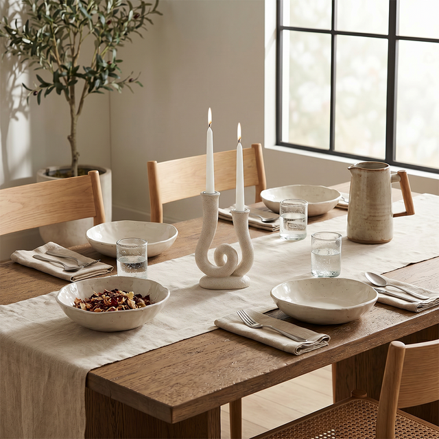 Knot Candle Holder With Modern Dinnerware