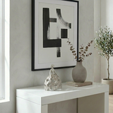 Lady statue on minimalist wall side table
