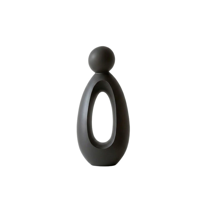 Large Matte Black Abstract Figure Sculpture