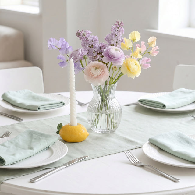 Lemon Candle Holder With Pastel Flowers