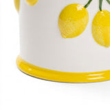 Embossed Lemon Ceramic Utensil Crock — White Kitchen Tool Holder with Raised Fruit Relief, 5.4" Opening / 6.3" Tall, Easy-Clean Glaze, Countertop Organizer for Spatulas, Spoons & Cooking Tools