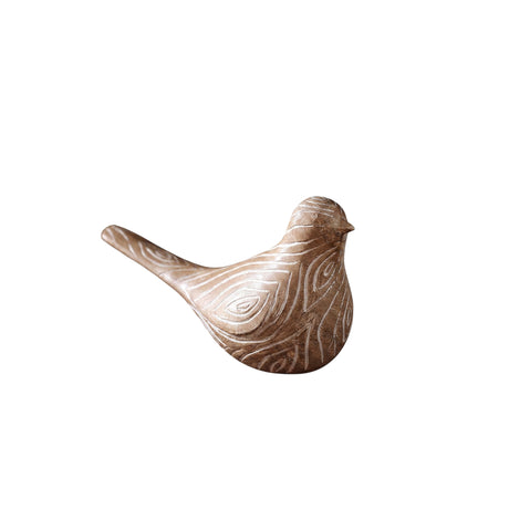 Low Tail Wood Grain Bird Figurine