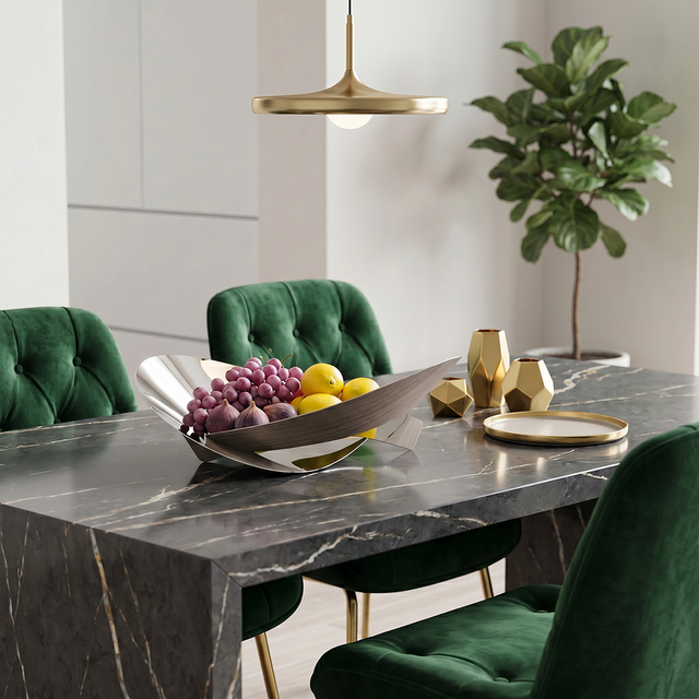 Luxury fruit bowl on marble dining table