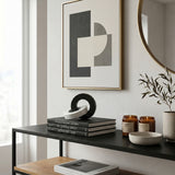 Geometric Marble Sculpture — Circle & Square Interlock Décor Object