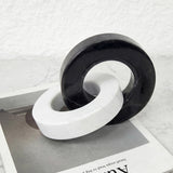Geometric Marble Sculpture — Circle & Square Interlock Décor Object