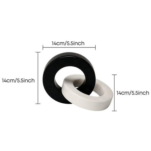 Geometric Marble Sculpture — Circle & Square Interlock Décor Object