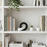 Geometric Marble Sculpture — Circle & Square Interlock Décor Object