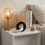 Geometric Marble Sculpture — Circle & Square Interlock Décor Object
