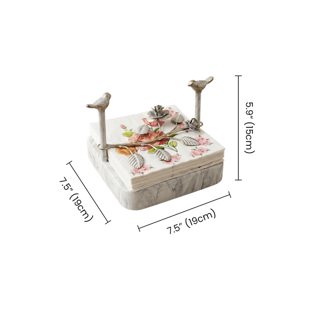 Marble Rose Napkin Holder With Size