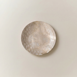 Decorative Glass Plate with Gold Foil Texture — Amber Pearl Finish, Concave Catchall Dish for Wall Art, Mantel & Shelf Display, Modern Organic Home Décor