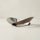 Metal wood spliced fruit bowl