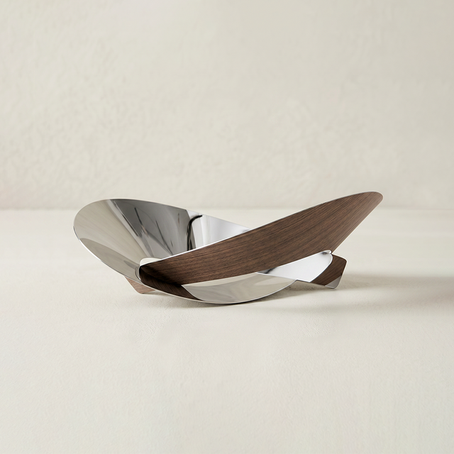 Metal wood spliced fruit bowl