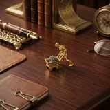 Gold Miner Figurine Desk Sculpture with Raw Pyrite Crystal — One-of-a-Kind Collectible Statue for Home Office, Bookshelf & Mantel | Unique Gift Idea