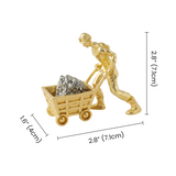 Gold Miner Figurine Desk Sculpture with Raw Pyrite Crystal — One-of-a-Kind Collectible Statue for Home Office, Bookshelf & Mantel | Unique Gift Idea