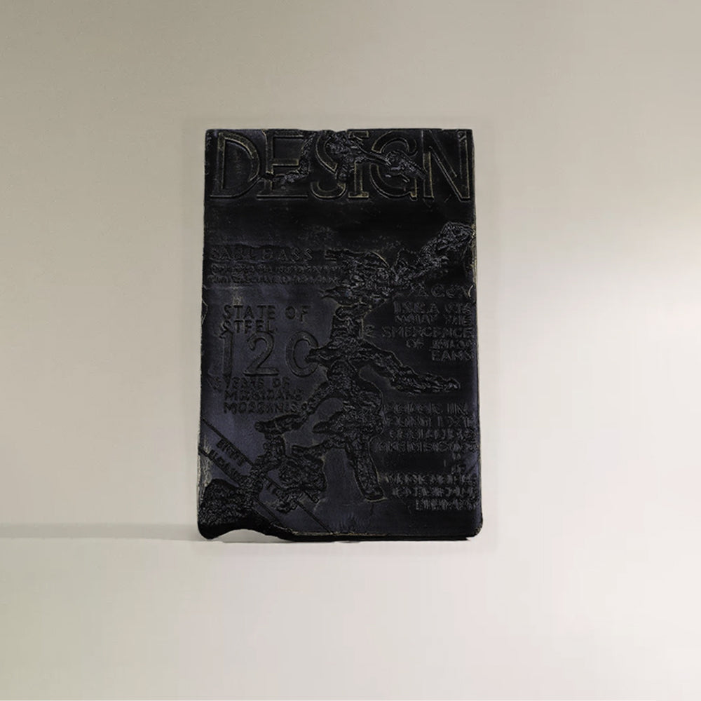 Minimalist Faux Metal-Look Book Sculpture Vintage Book Stack Decor Black 090927