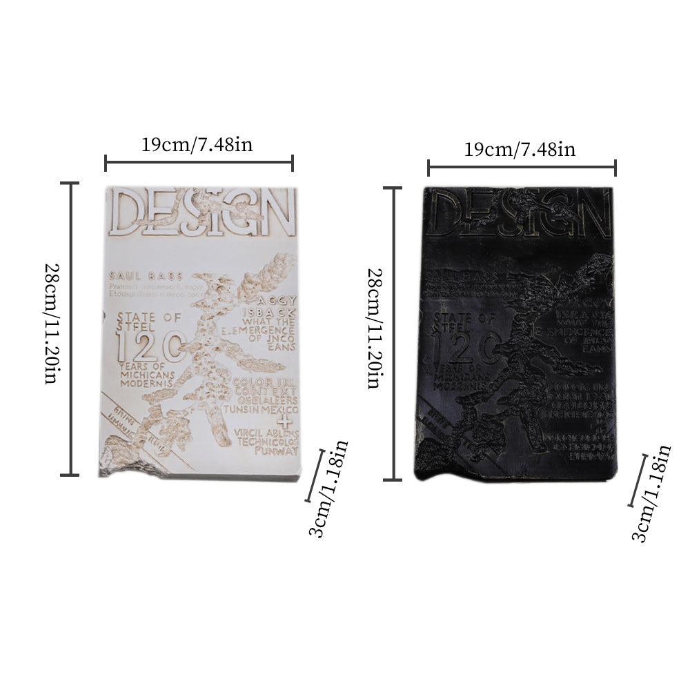 Minimalist Faux Metal-Look Book Sculpture Vintage Book Stack Decor Size Chart 090927