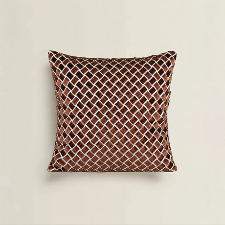 Modern Luxury Minimalist Hand-Woven Orange-Brown Cushion Pillow