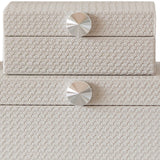 Modern Minimalist Woven Leather Storage Box Quartz Gray Decorative Organizer for Jewelry Vanity Living Room Detail 