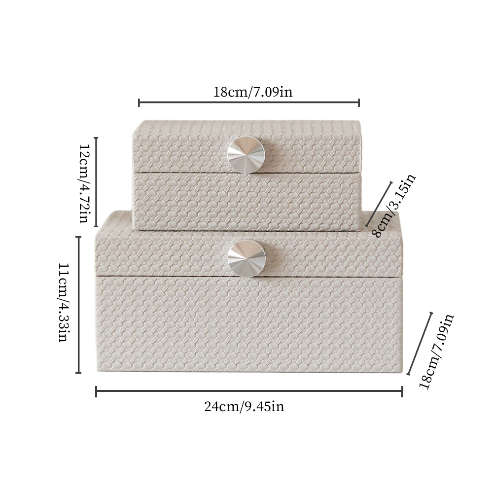 Modern Minimalist Woven Leather Storage Box Quartz Gray Decorative Organizer for Jewelry Vanity Living Room Size Chart