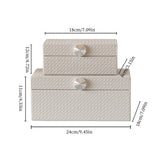 Modern Minimalist Woven Leather Storage Box Quartz Gray Decorative Organizer for Jewelry Vanity Living Room Size Chart