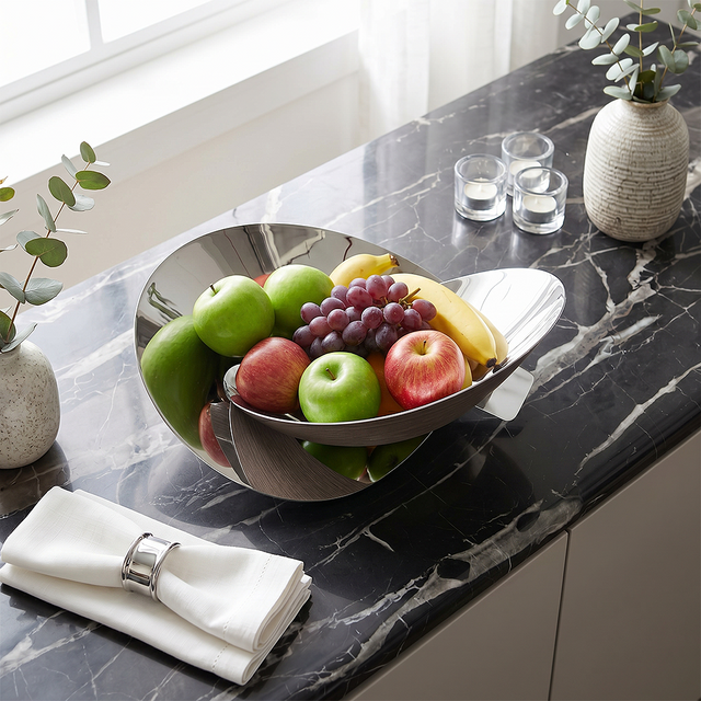 Modern fruitbowl with fresh fruits
