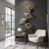 Sculptural Geometric Wall Planter, Nordic Triangle Concrete Vase, Modern Faux Cement Hanging Flower Pot for Living Room Entryway Decor