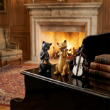 Musical Cat Figurine - Resin Animal Statue for Shelf & Mantel Decor, Music Room Accent, Cat Lover Gift