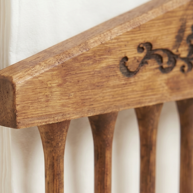 Natural Wood Carved Top Bar Close Up