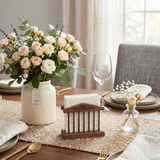Natural Wood Napkin Holder With Rose Bouquet