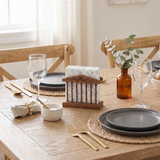 Natural Wood Napkin Holder With Salt Cellar