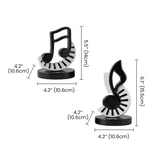 Music Note Sculpture Set of 2, Black & White Piano Key Resin Figurines, Modern Minimalist Shelf Decor