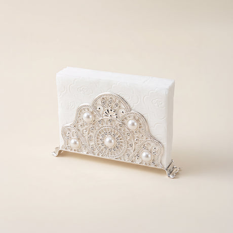 Pearl rhinestone lace napkin holder