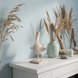 Resin Pelican Bird Sculpture, 14.5" Coastal Bird Statue with Stone Texture Finish — Boho Farmhouse Figurine for Living Room Shelf, Coffee Table & Entryway Décor