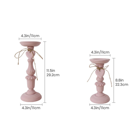 Pink Heart Candle Holder With Size