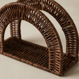 Rattan-Style Napkin Holder for Kitchen Counter – Wicker Arch Napkin Dispenser, Boho Farmhouse Stand for Dining Table, Picnic & Countertop