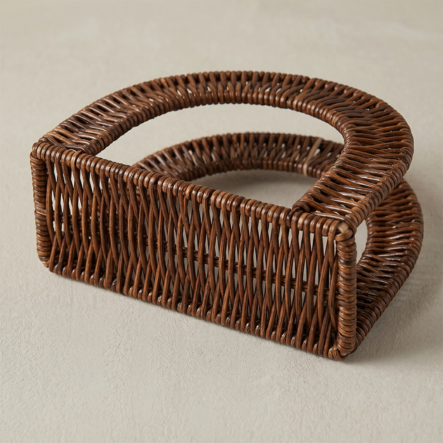 Rattan-Style Napkin Holder for Kitchen Counter – Wicker Arch Napkin Dispenser, Boho Farmhouse Stand for Dining Table, Picnic & Countertop