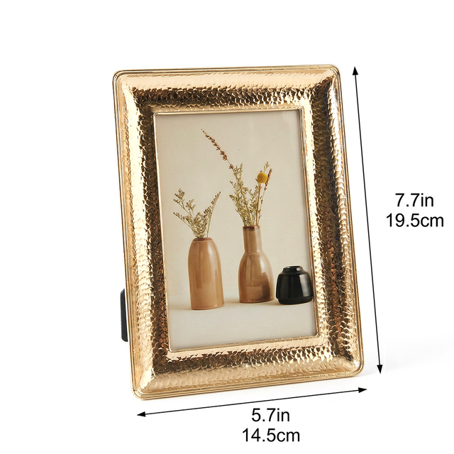 Rectangle Gold Hammered Metal Picture Frame