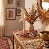 Red Candy Candle Holder With Boho Decor
