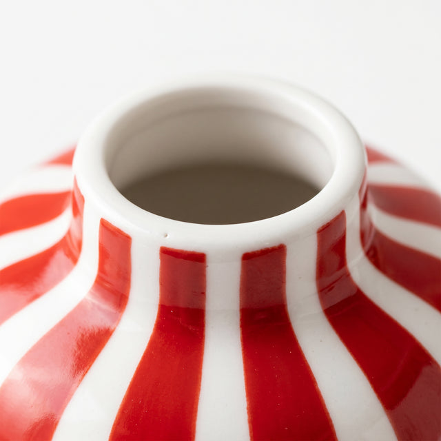 Red Striped Vase Neck Top Opening