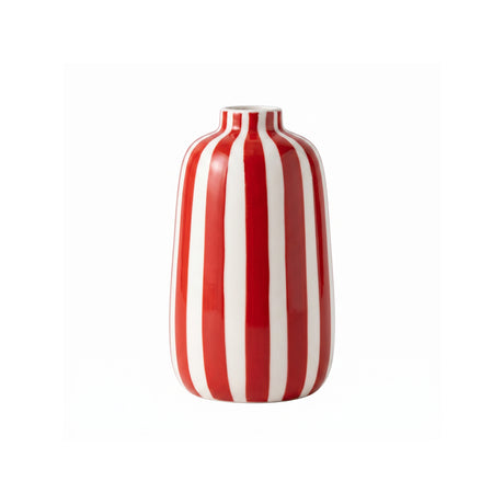 Red White Striped Ceramic Vase